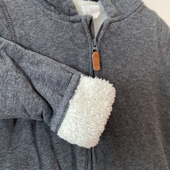 H&M organic cotton grey with fuzzy lined  jumpsuit 6-9M - Picture 2 of 9